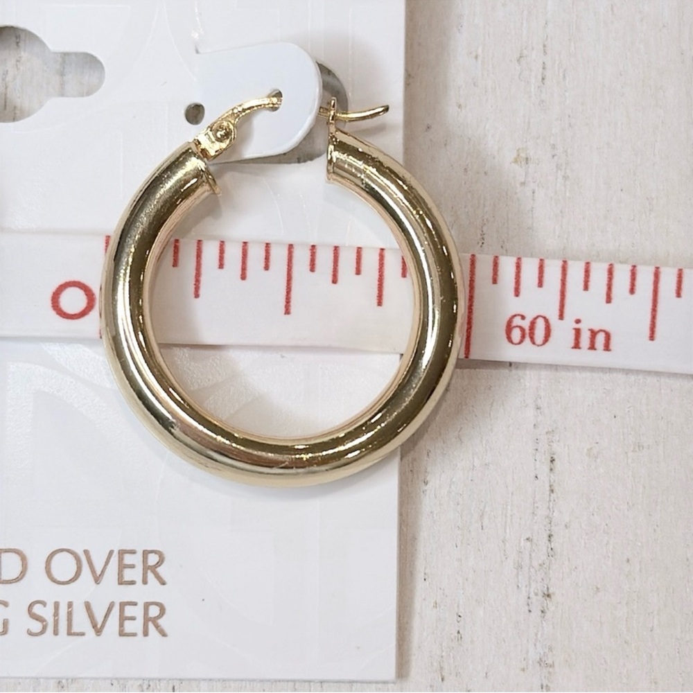 NWT Gianni Bernini 18k Gold Over Sterling Silver Hoop Earrings - Picture 4 of 4
